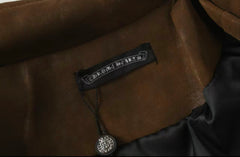 Chrome Hearts Cross Patch Suede Jacket - Brown Gothic Streetwear Outerwear 8833