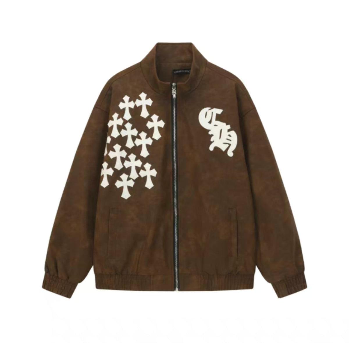 Chrome Hearts Cross Patch Suede Jacket - Brown Gothic Streetwear Outerwear 8833